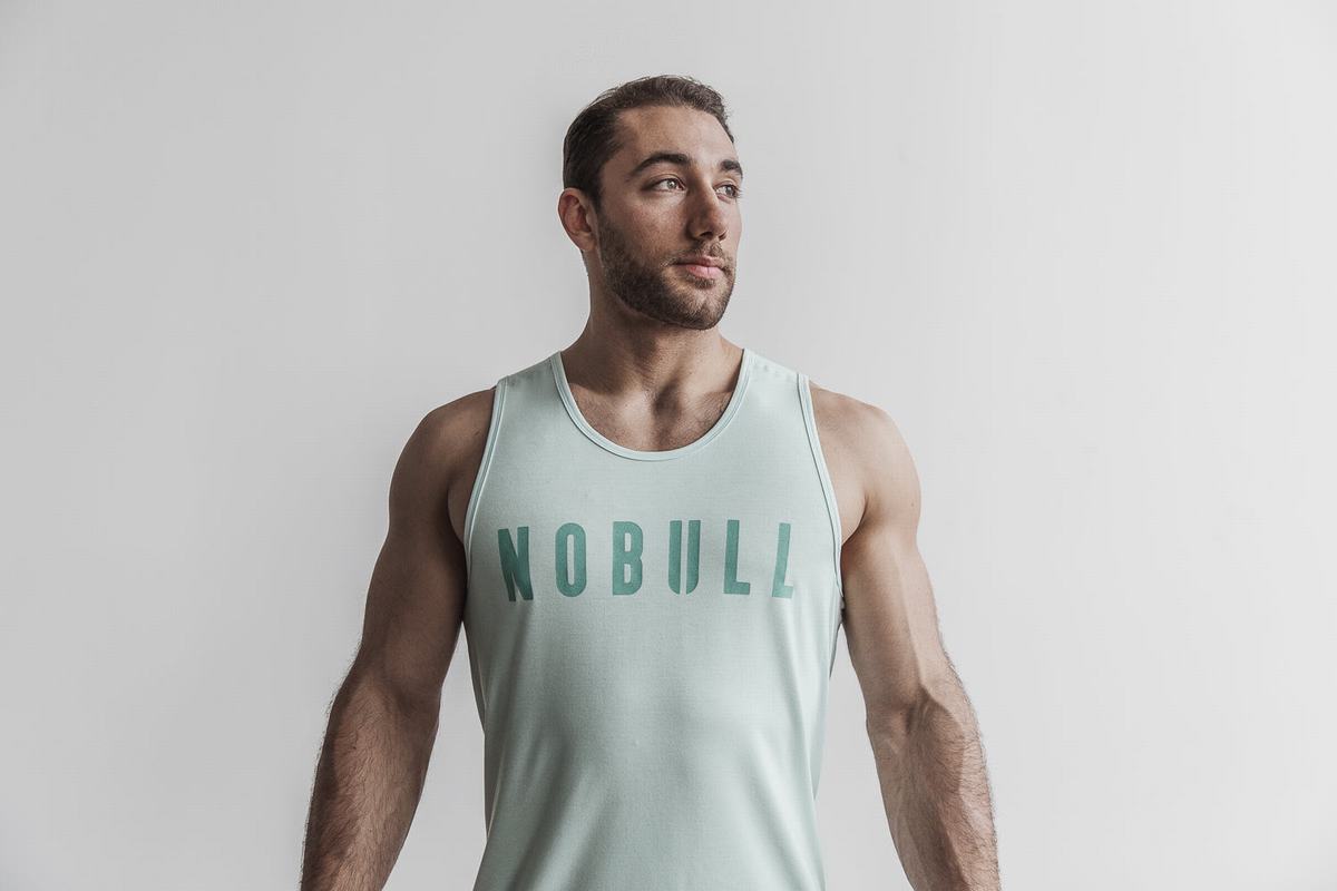 Nobull Men\'s Tank Tops Green | Australia (BI9240)